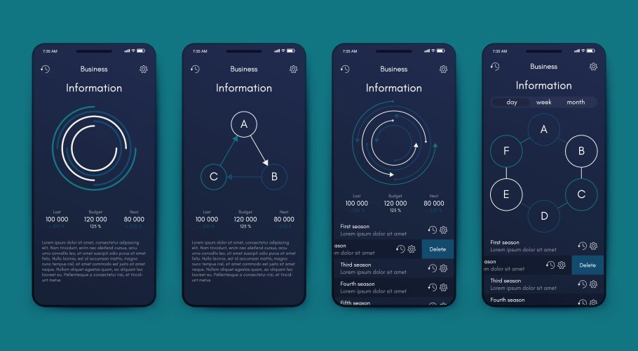 Different ui ux gui screens and flat web icons vector image