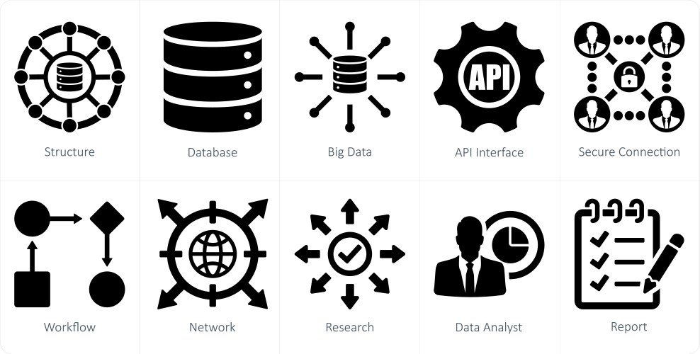 A set of 10 data analytics icons as structure vector image