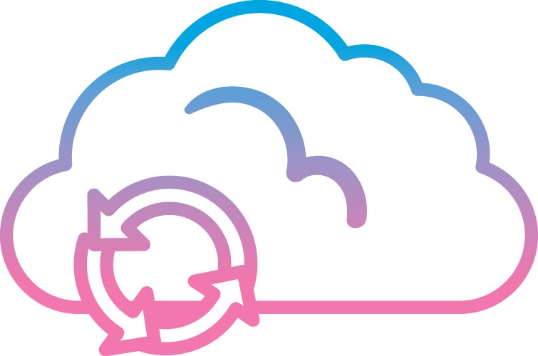 Cloud computing with repeat arrows gradient style vector image