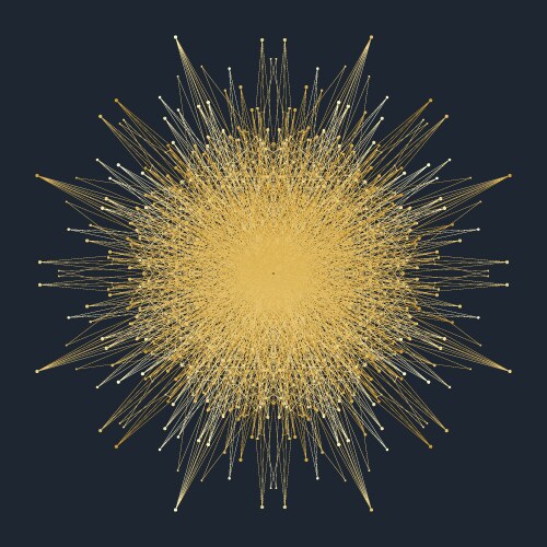 Fractal element with connected lines and dots big vector image