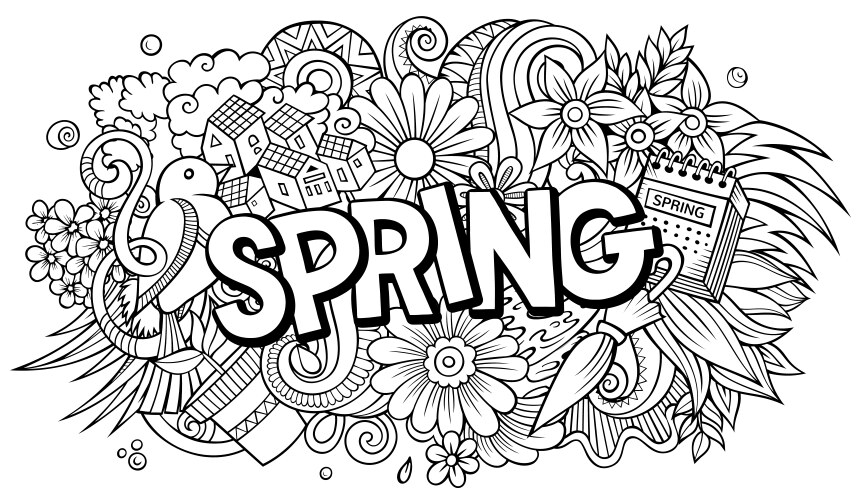 spring hand drawn cartoon doodles vector image