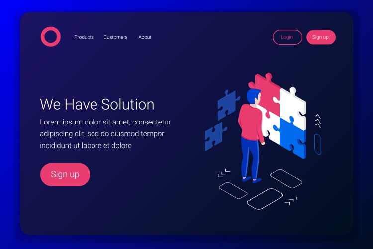 Solutions isometric concept vector image