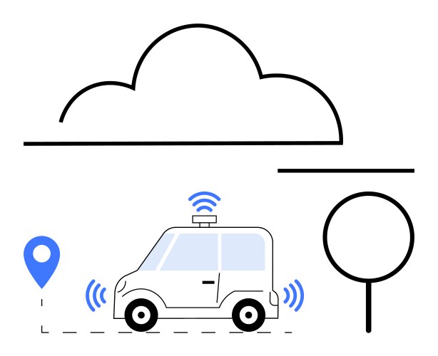 Autonomous vehicle navigating with gps and sensor vector image