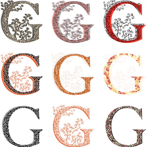 Various combination fishnet letter g vector image