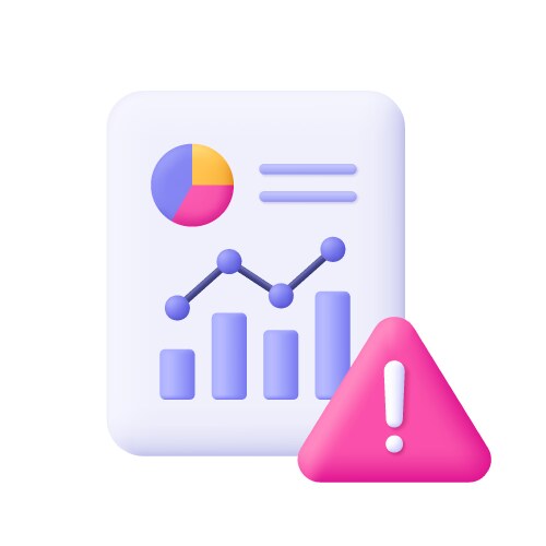 Document with chart graph diagram and warning vector image