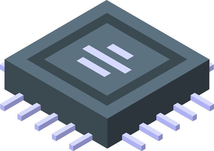 Modern microchip processing data with integrated vector image