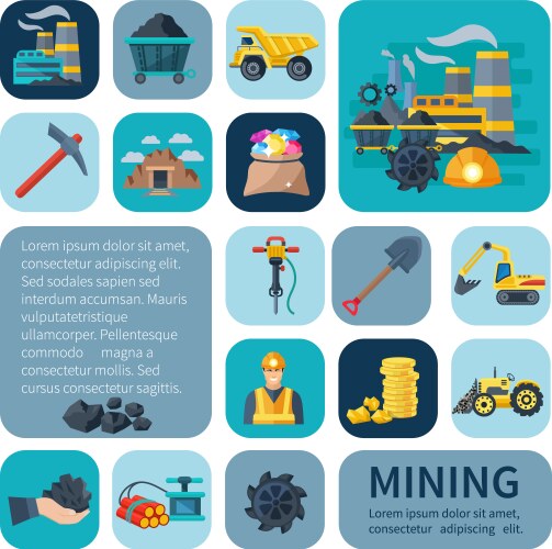 Mining industry flat composition Royalty Free Vector Image