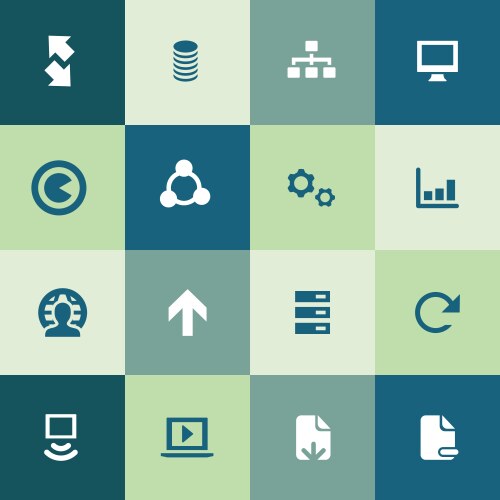 Big data database icons universal set for web vector image