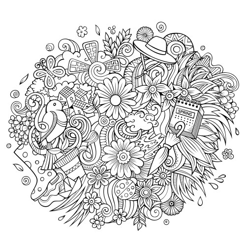 Spring hand drawn cartoon doodle vector image