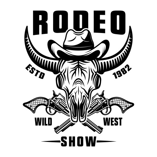 Buffalo Skull with Crossed Guns Vector Image