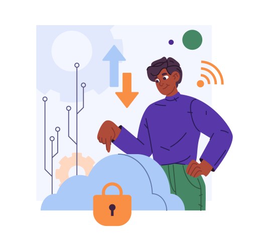 Setting up secure cloud computing service vector image