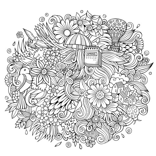 spring hand drawn cartoon doodle vector image