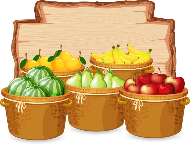 Many fruit on wooden board vector image