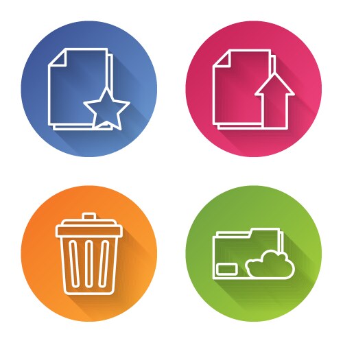Set line document with star upload file vector image