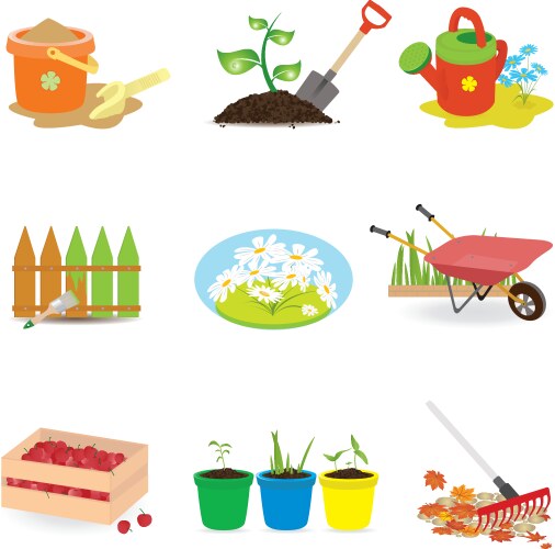 Landscaping icons Royalty Free Vector Image - VectorStock