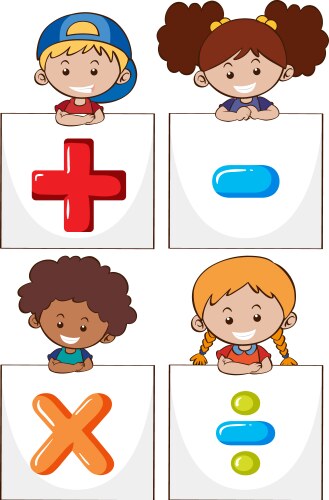 Boy with math problem sign Royalty Free Vector Image