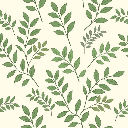 Green Leaf Pattern - Botanical Background Vector Image