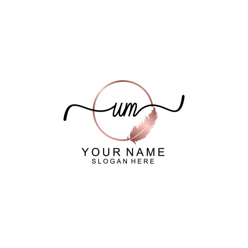 Elegant um initial logo with floral handwritten Vector Image