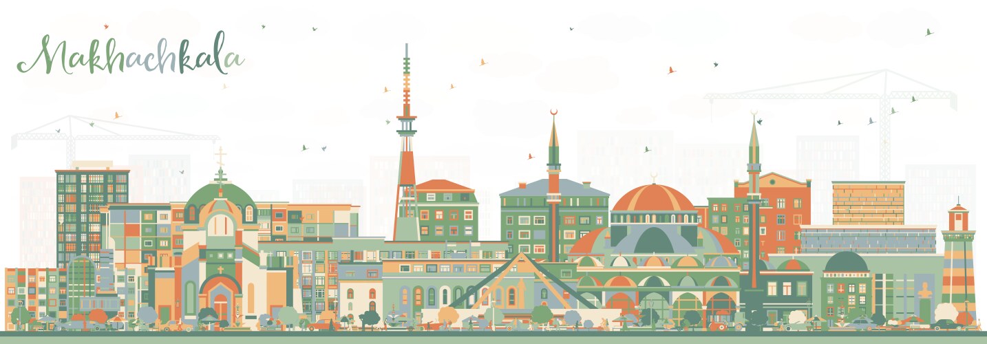 Makhachkala russia city skyline with color Vector Image