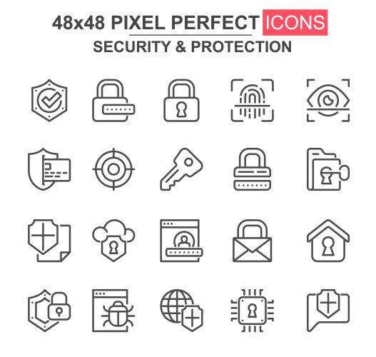 Password cyber security thin line icon collection Vector Image