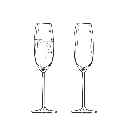 Champagne Glass - Empty & Full Vector Image