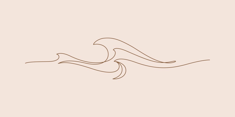 Set of sea wave one line minimalism style thin Vector Image