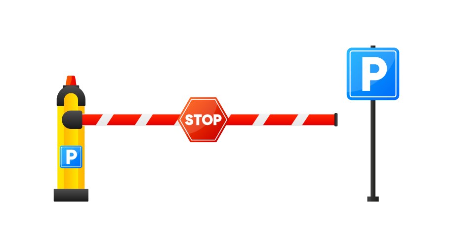 Open and closed car barriers with stop signs Vector Image