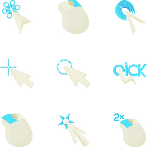Pointer of computer icons set cartoon style vector image