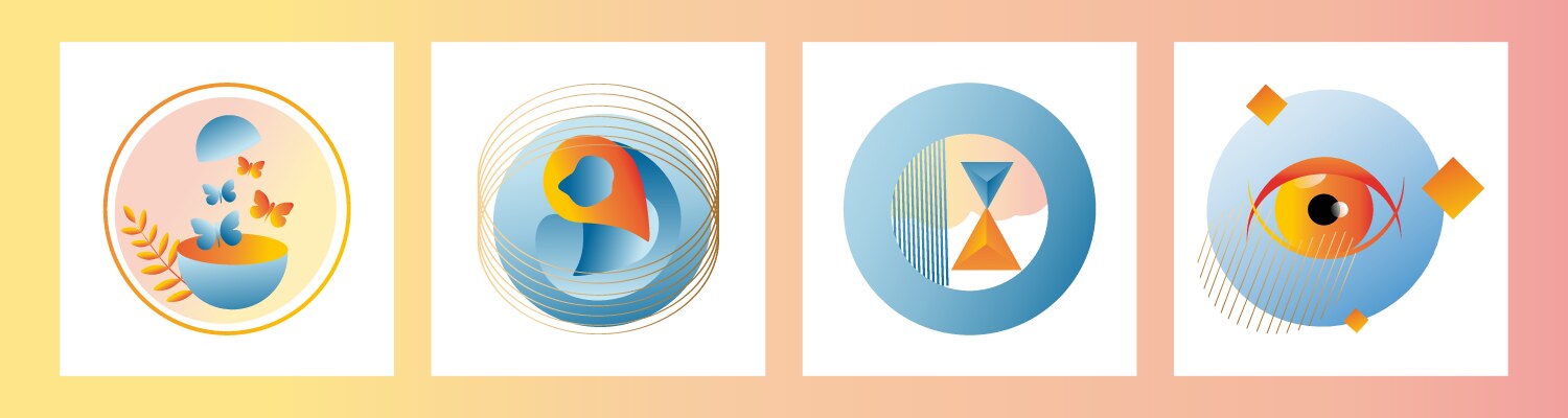 Modern set of abstract gradient compositions vector image