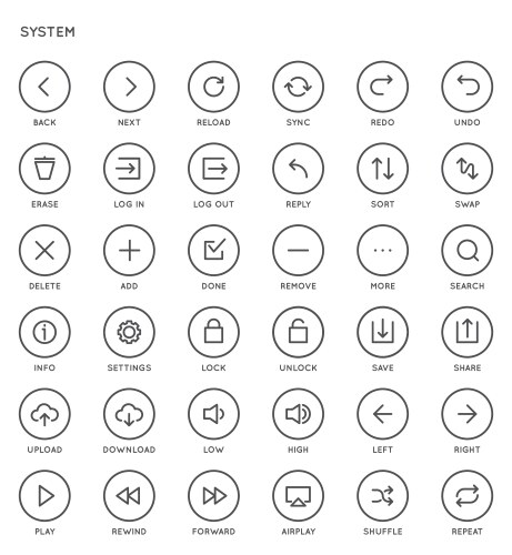 System user interface ui icon set high quality vector image