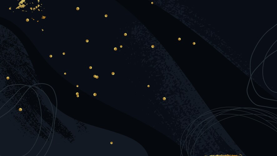 Dark blue artistic background with gold confetti vector image