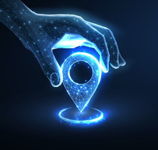 Digital hand set location on map with pin ai vector image