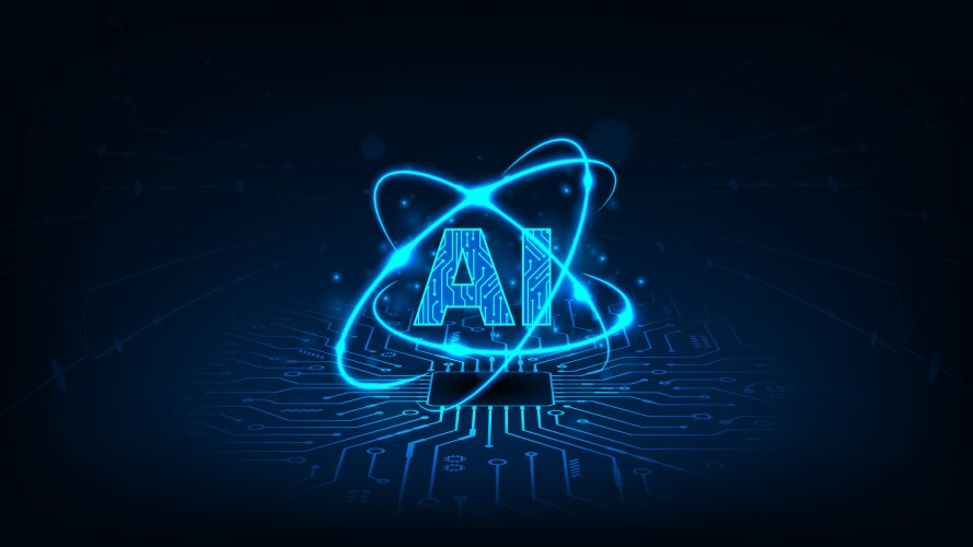 Microchip processor artificial intelligence vector image