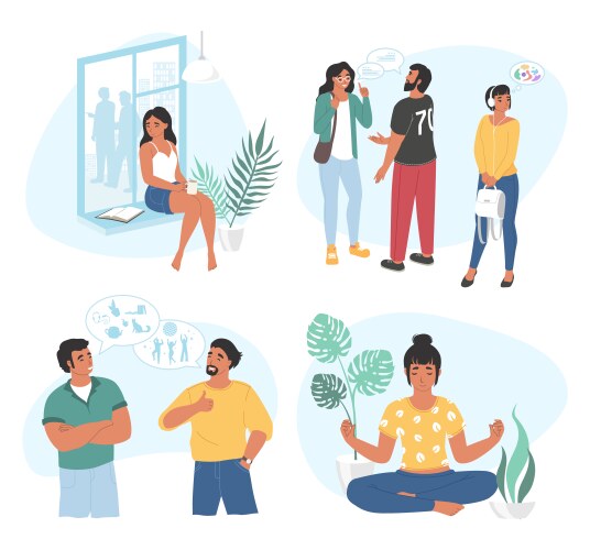 Extrovert Introvert Character Set vector image