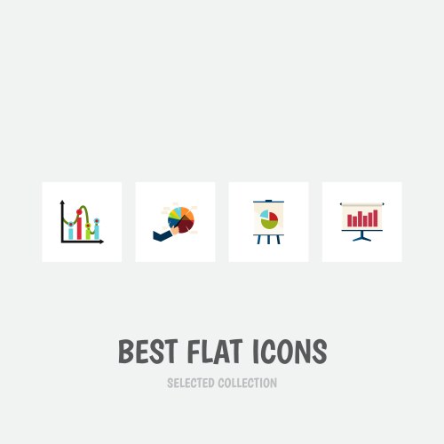 Flat icon diagram set of segment graph easel vector image