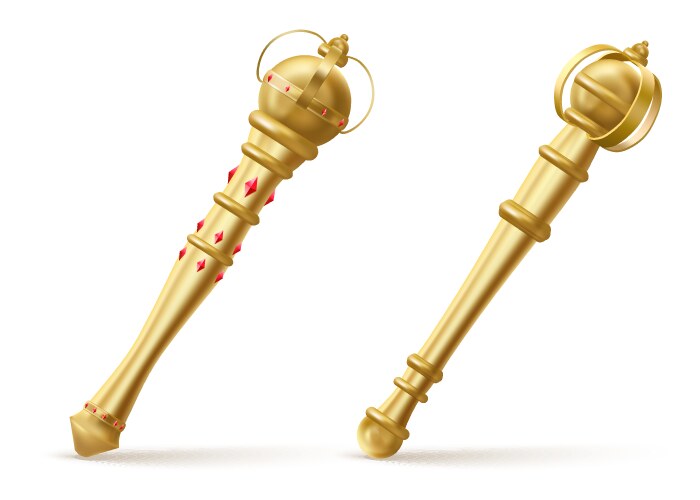 golden scepter for king or queen royal wand vector image