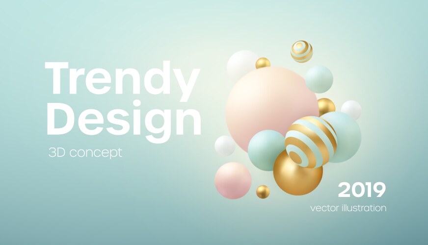 Flowing soft spheres abstract background with 3d vector image