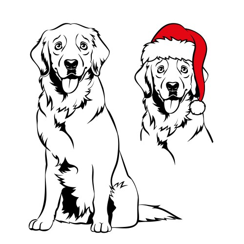 Golden Retriever with Santa Hat Vector Image