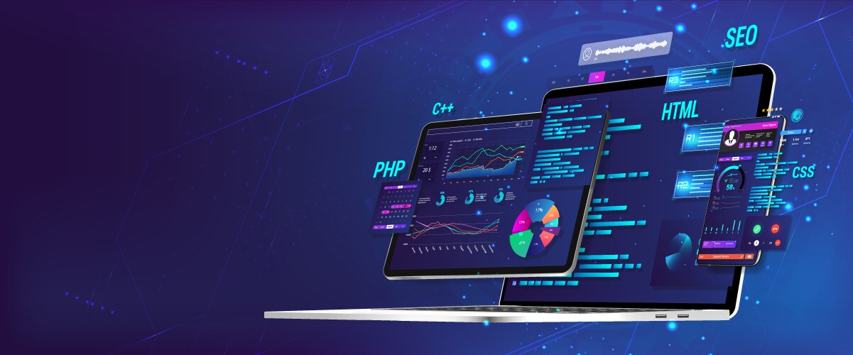 Software Development &amp; UI Dashboard Vector Image