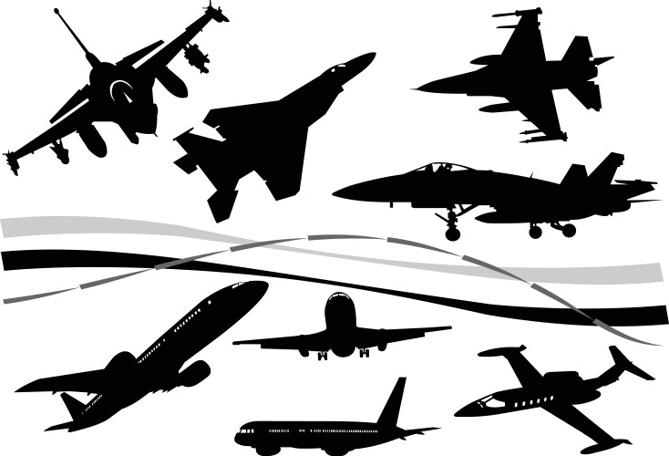 Silhouette of commercial airplane Royalty Free Vector Image