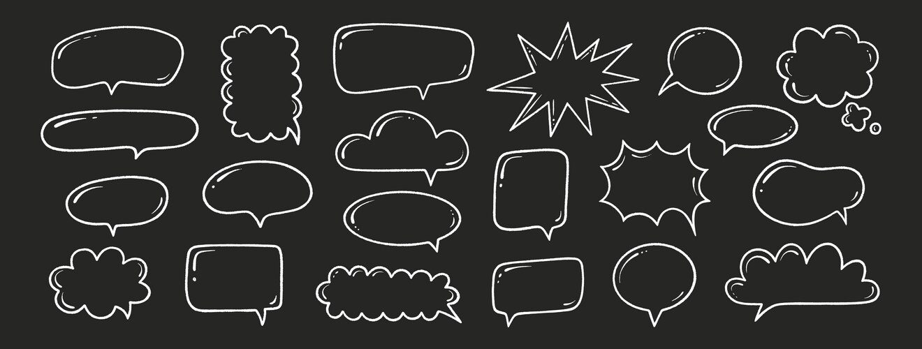 Speech Bubbles - Line Art Set Vector Image