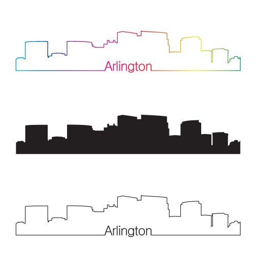 Arlington Rainbow Skyline Vector Image