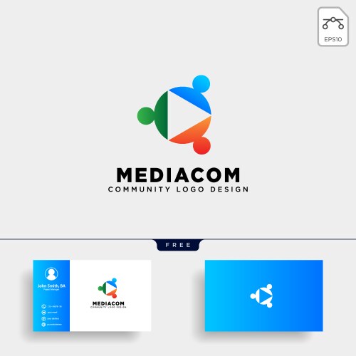 Play button community logo template icon element vector image