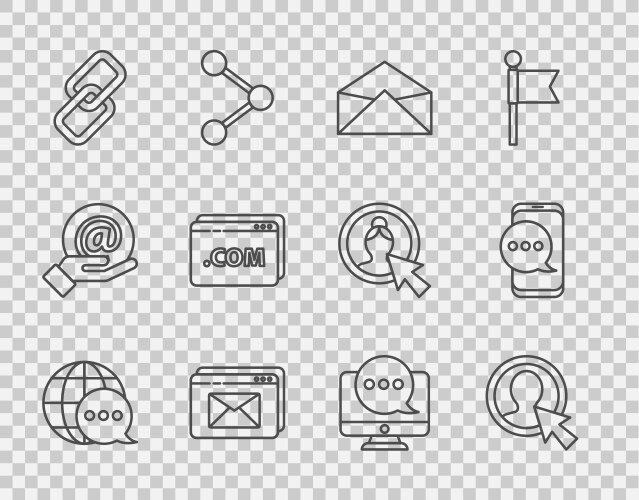 Set line world map made from speech bubble create vector image