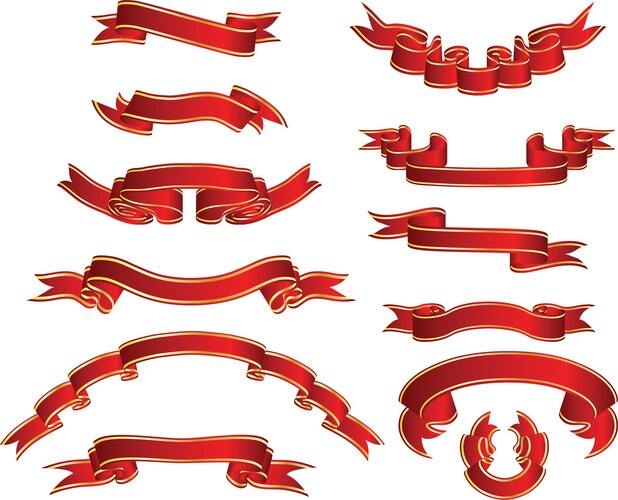 Red ribbons Royalty Free Vector Image - VectorStock