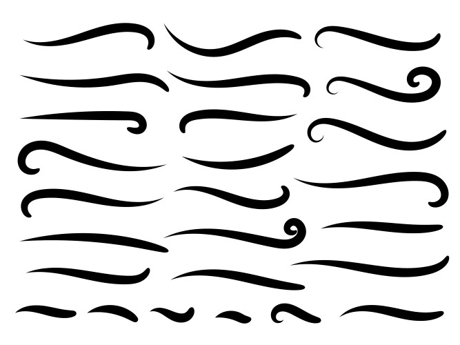 swish doodle underline set hand drawn swoosh vector image