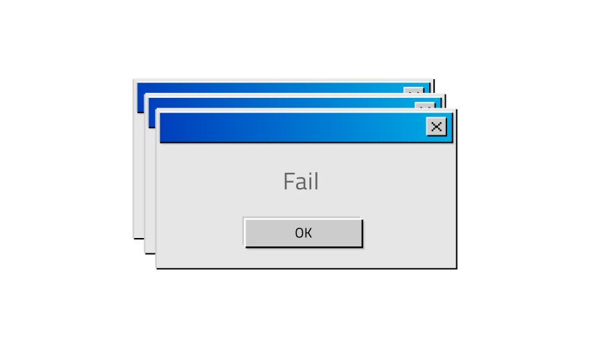 old computer window popup fail square frame vector image