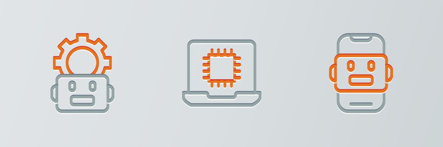 Set line chat bot robot setting and processor cpu vektorbild