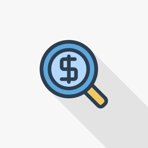 Finance and money magnifying glass with dollar vector image