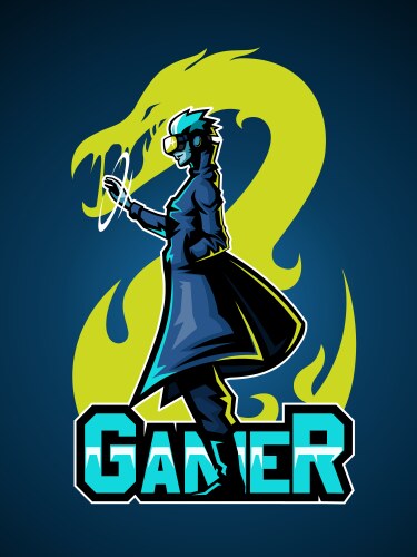VR Gamer Dragon Logo Vector Image